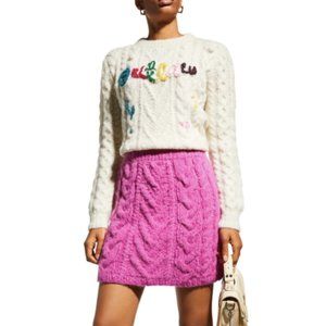 LINGUA FRANCA Cashmere Outlaw Embroidered Cable-Knit Sweater NWOT Small